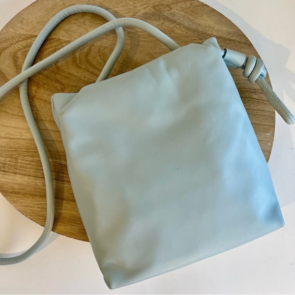 A New Day Baby Blue Soft Vegan Leather Puffy Drawstring Shoulder Bag NEW - Picture 1 of 13
